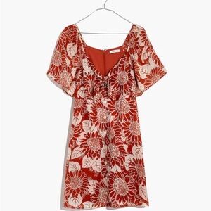 Silk Tie-Front Mini Dress in Sunflower Season